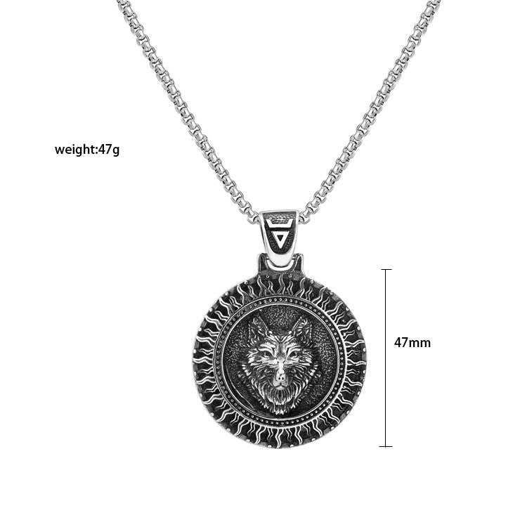 Planderful Viking Wolf Head Pendant Personalized Unisex Titanium Steel Necklace For Protection