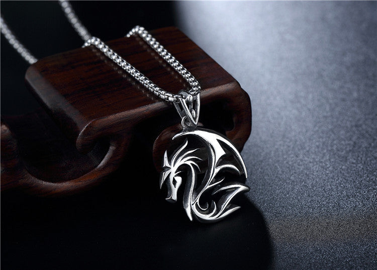 Planderful Dragon Totem Pendant Titanium Steel For Men And Women Protection Statement Jewelry