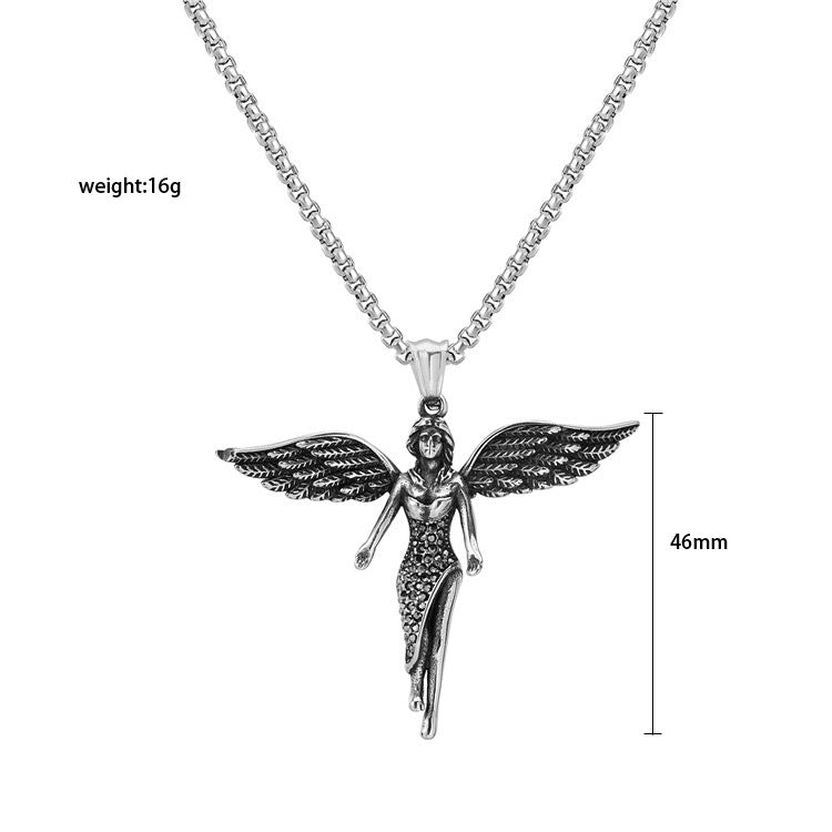 Angel Wings Pendant Titanium Steel Unisex Protection Statement By Planderful Everyday Genie