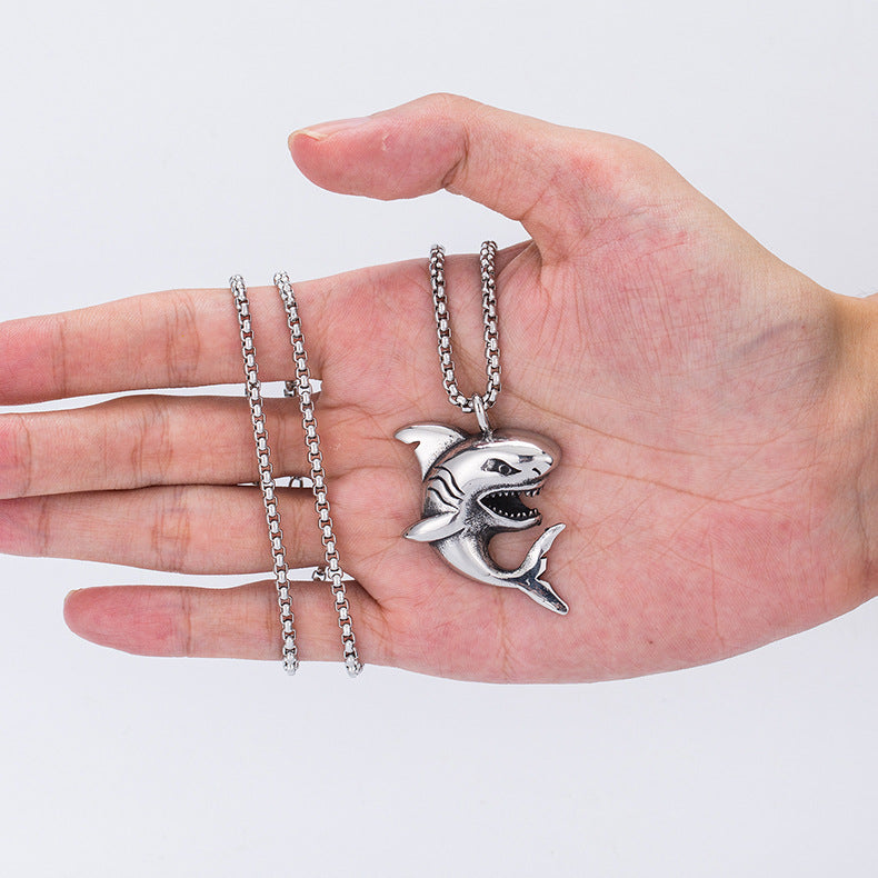 Steel Necklace - Vintage Hip Hop Shark Pendant