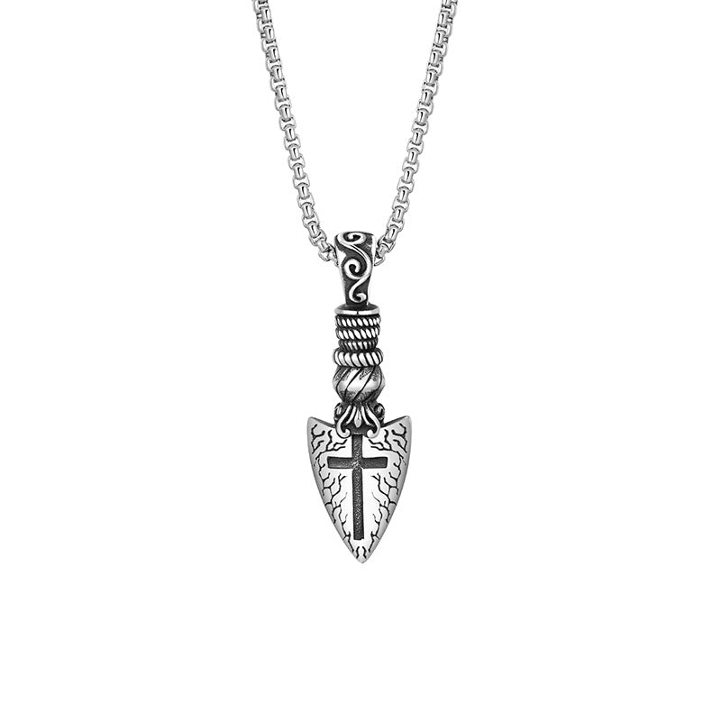 Steel Necklace - Statement Cross Shield