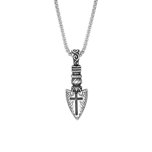 Steel Necklace - Statement Cross Shield
