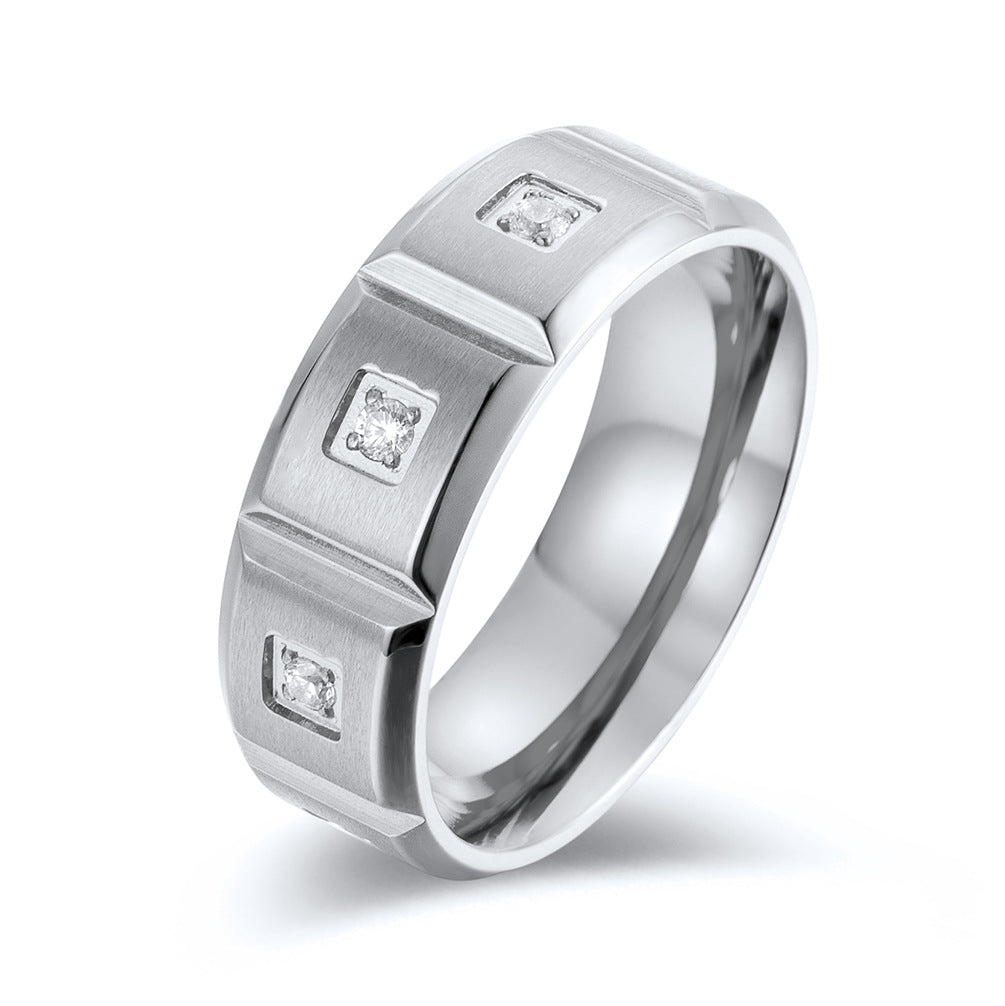 Planderful Retro Zircon Titanium Steel Ring For Unisex Light Luxury Everyday Genie Collection