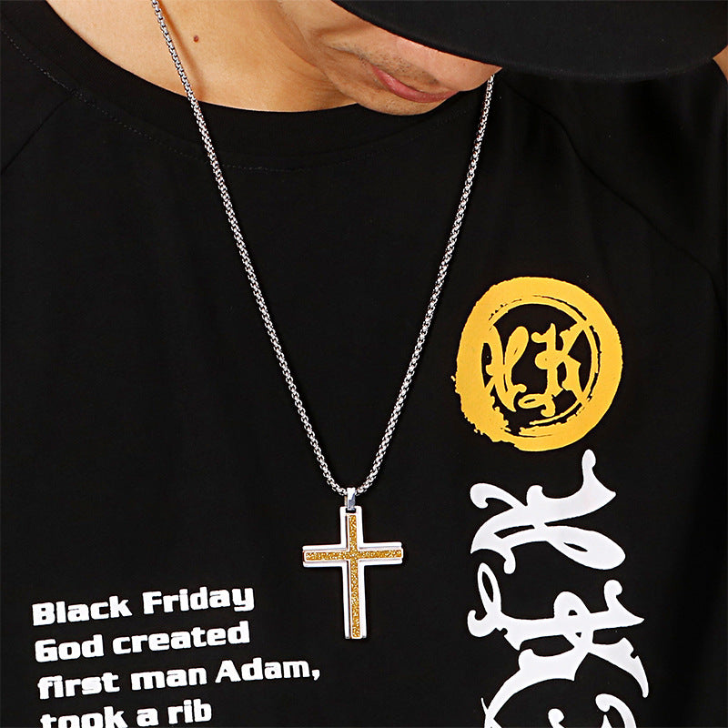 Nightlife Vibes Titanium Steel Cross Pendant for Men