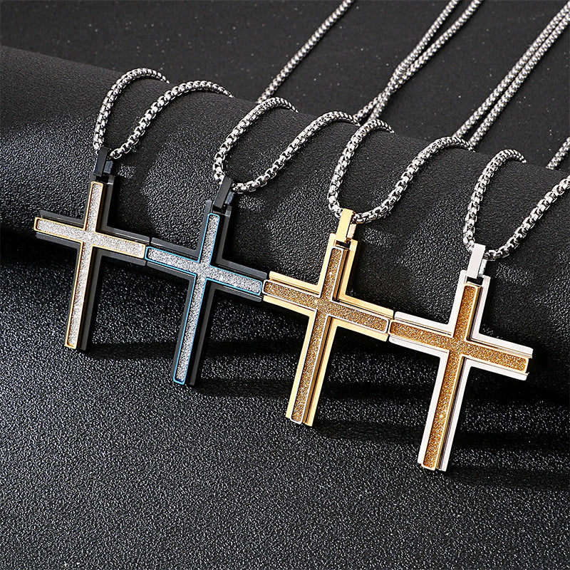 Nightlife Vibes Titanium Steel Cross Pendant for Men