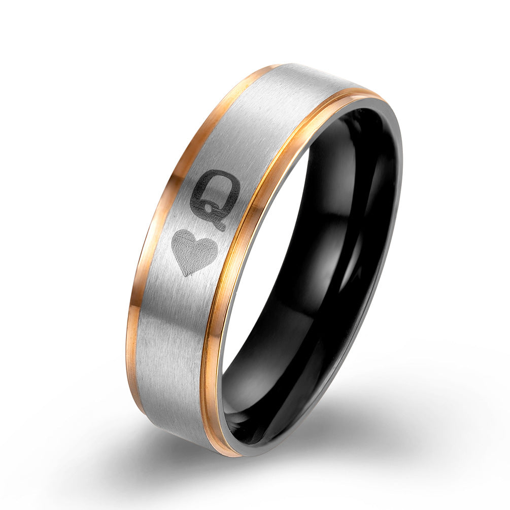 Amazon Stainless Steel Black-Plated Blue Couple Rings Set
