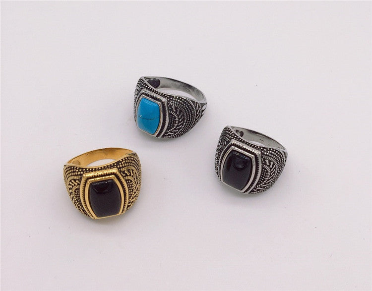 Titanium Steel Ring For Men And Unisex Retro Gemstone Protection Statement Planderful Everyday Genie