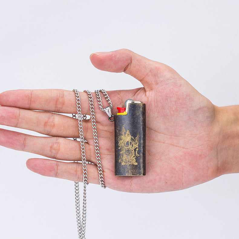 Steel Necklace - Elegant Religious Guan Gong Pendant
