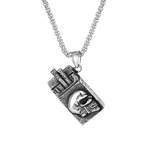 Steel Necklace - Statement Hip Hop Skull Lighter Pendant For Men Unique Gift By Planderful