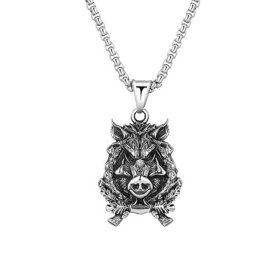 Steel Necklace – Statement Animal Mountain Pig