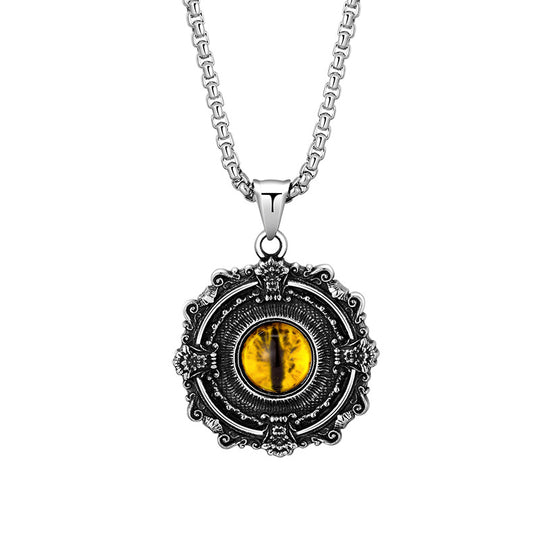 Stainless Steel Necklace – Vintage Men's Devil's Eye Pendant