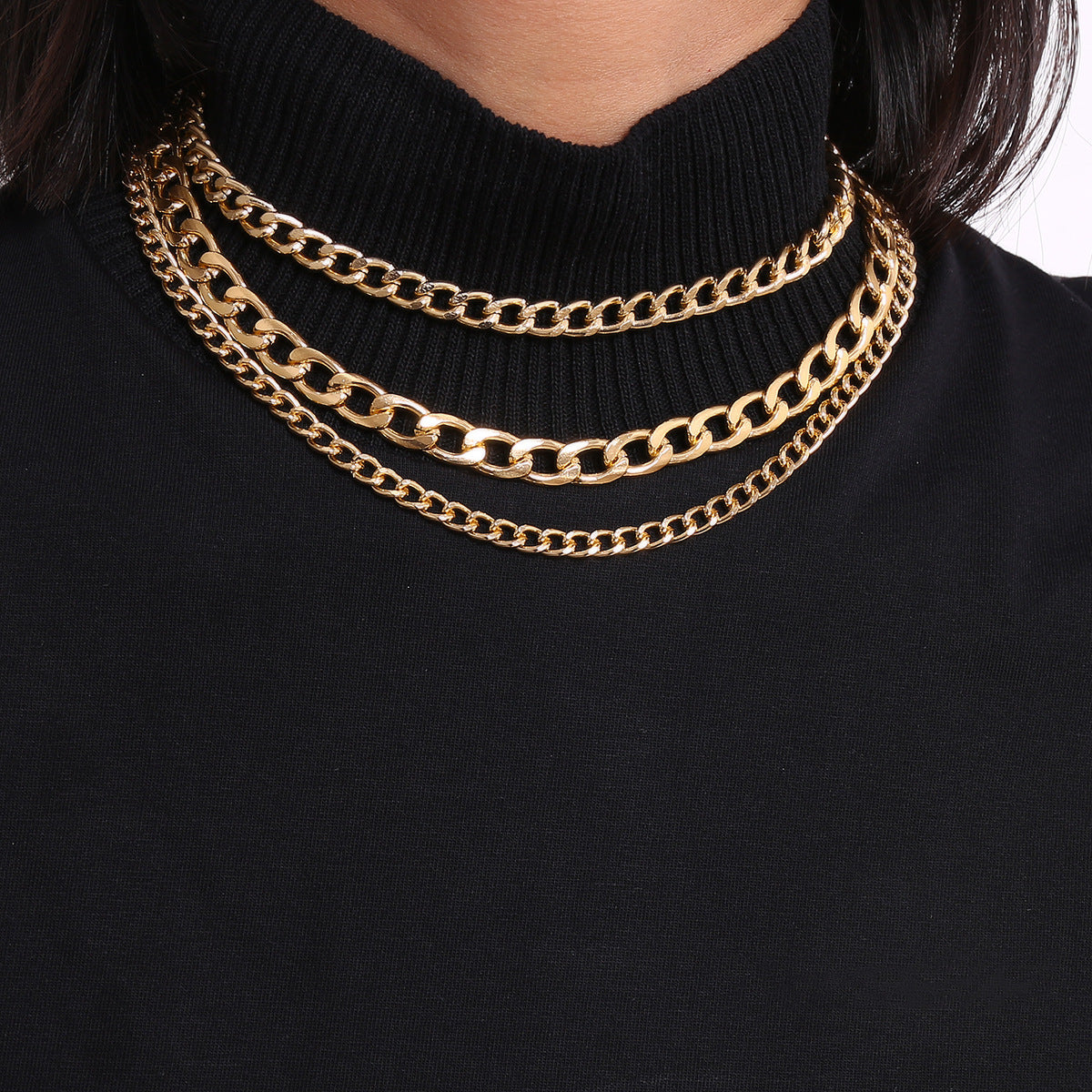 Punk Mixed-Chain Fringe Necklace Collection