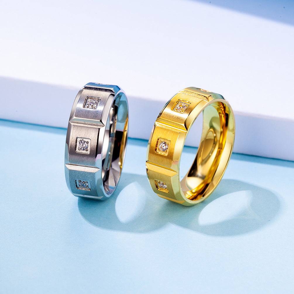 Planderful Retro Zircon Titanium Steel Ring For Unisex Light Luxury Everyday Genie Collection