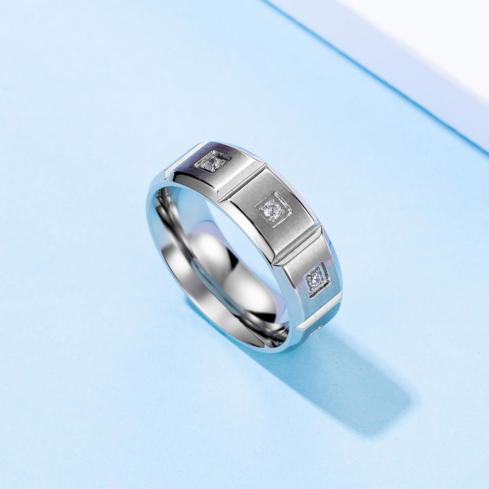 Planderful Retro Zircon Titanium Steel Ring For Unisex Light Luxury Everyday Genie Collection