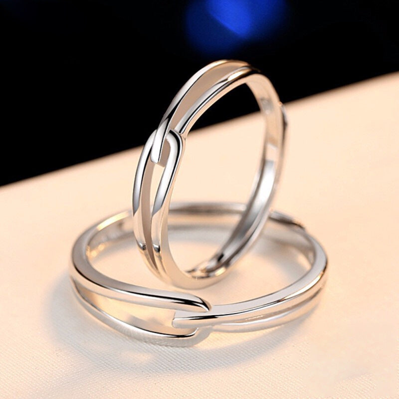 Planderful 925 Sterling Silver Japanese Style Couple Ring Adjustable Open Band High End Versatile Gift For Her
