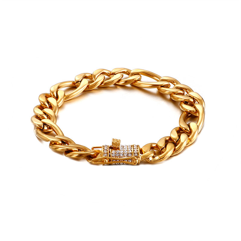 Stainless Steel 18K Gold Electroplated Bracelet Set for Men: NK Mother-Child Fashion Jewelry