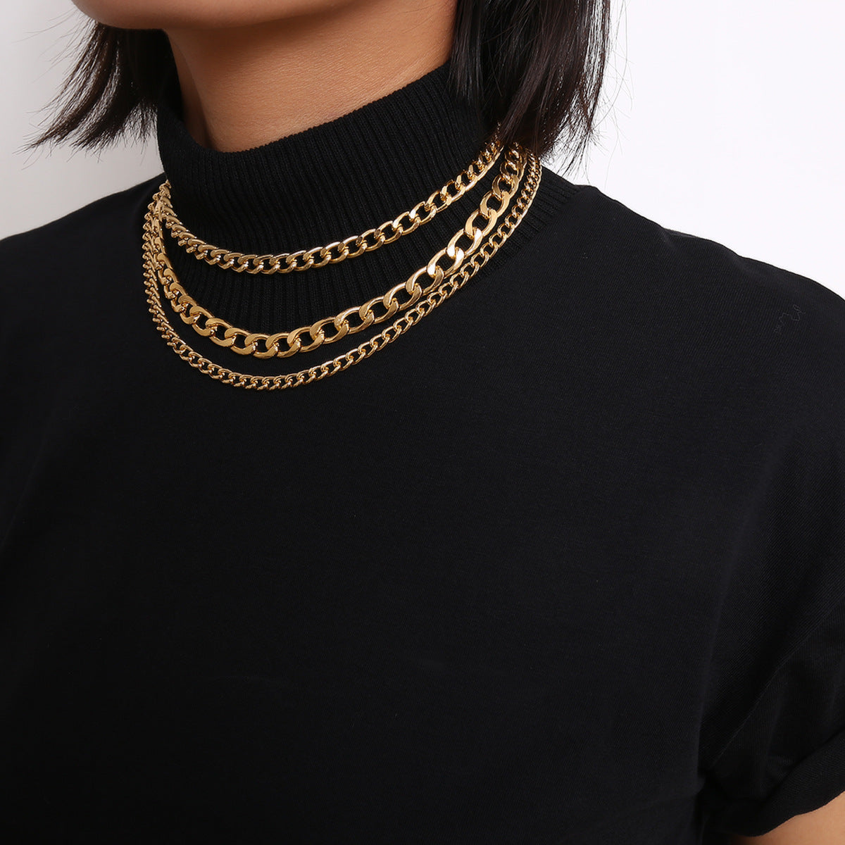 Punk Mixed-Chain Fringe Necklace Collection