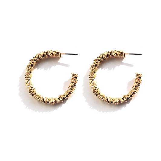 Stylish C-Shaped Earrings with Large Circles - Vienna Verve Collection