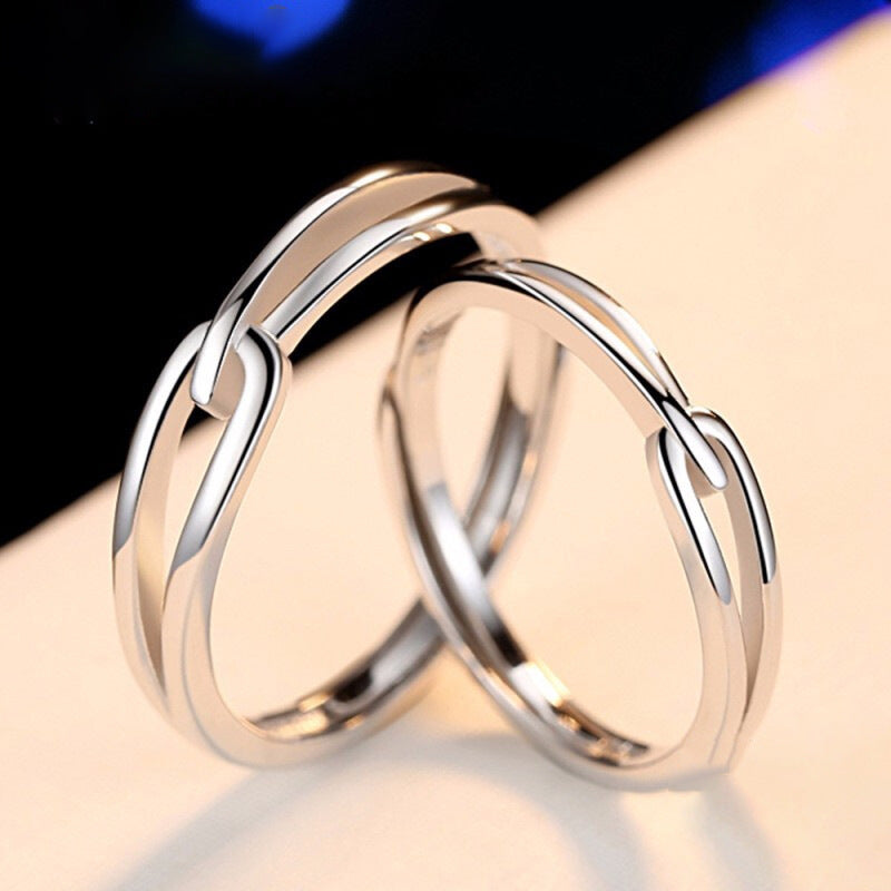 Planderful 925 Sterling Silver Japanese Style Couple Ring Adjustable Open Band High End Versatile Gift For Her