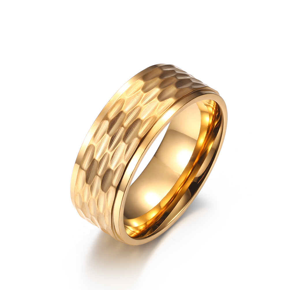 Brushed Matte Surface Batch Honeycomb Pattern Plating Colorful Stainless Steel Ring