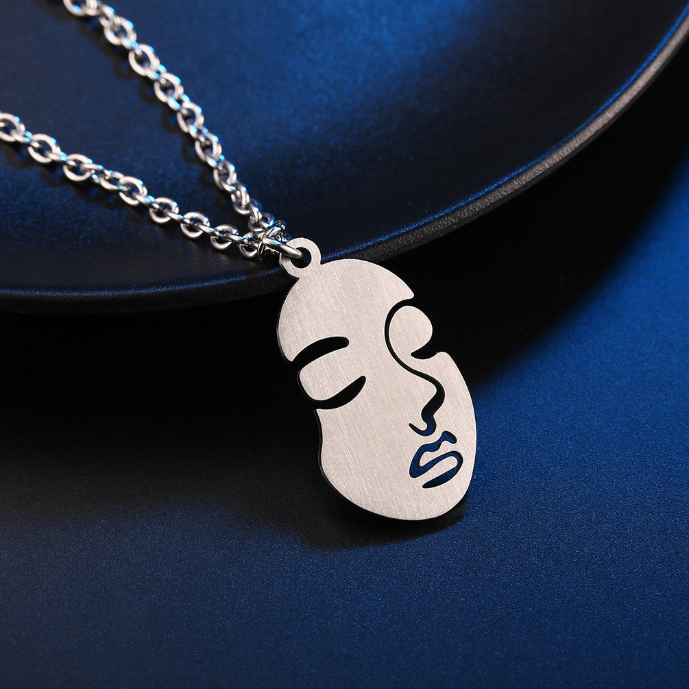 Ins Harajuku Cold Style Beauty Face Pendant Necklace for Men