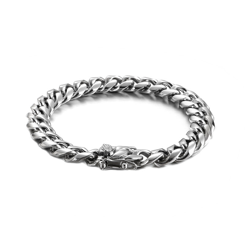 Stainless Steel Bracelet – Gold-Plated Zircon Titanium Steel
