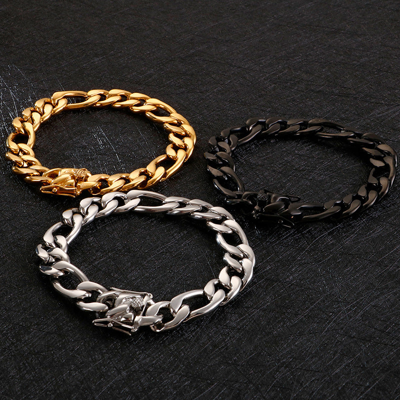 Stainless Steel 18K Gold Electroplated Bracelet Set for Men: NK Mother-Child Fashion Jewelry