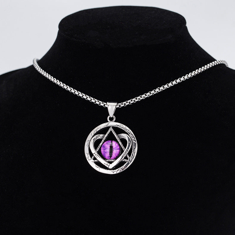 Steel Necklace – Minimalist Devil's Eye Pendant