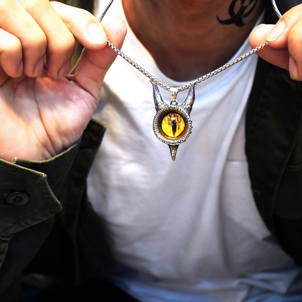 Steel Necklace – Minimalist Devil's Eye Pendant