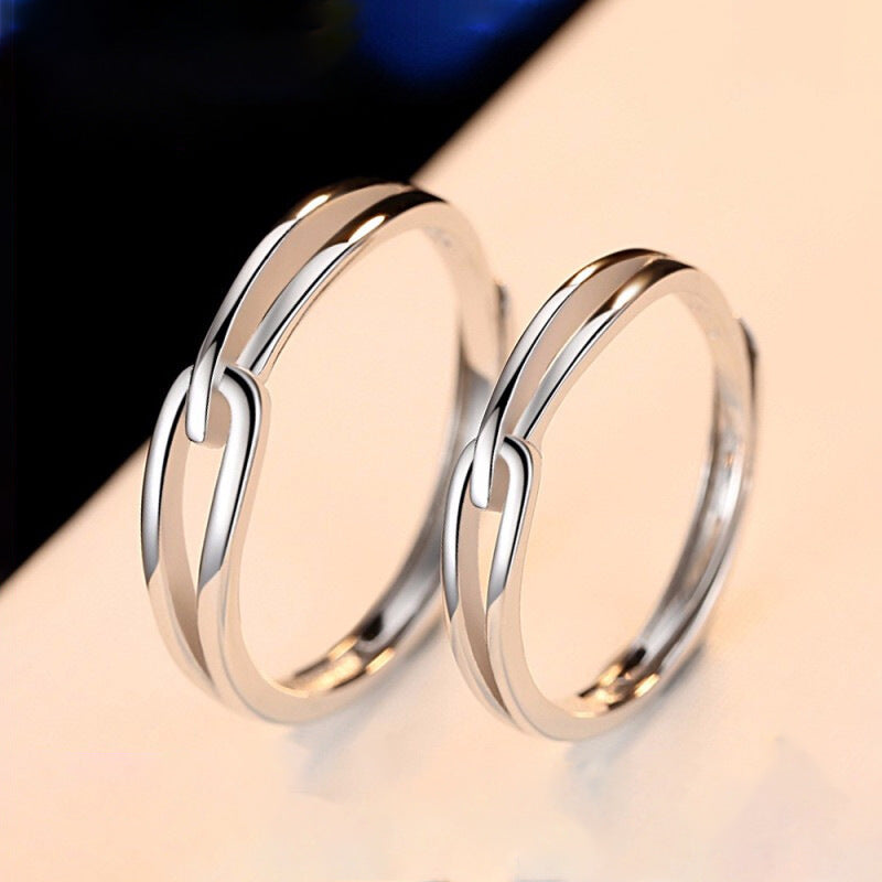 Planderful 925 Sterling Silver Japanese Style Couple Ring Adjustable Open Band High End Versatile Gift For Her