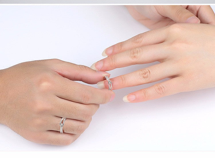 Planderful 925 Sterling Silver Japanese Style Couple Ring Adjustable Open Band High End Versatile Gift For Her