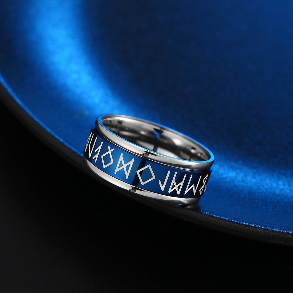 Steel Ring - Statement Viking Text Ring For Men