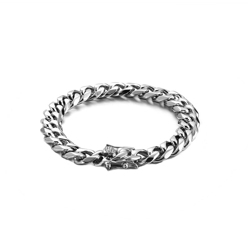 Trendy Handmade Titanium Steel Bracelet for Men and Women - Stylish Hip-Hop European and American Six-Sided Chain Jewelry