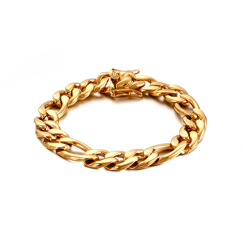 Stainless Steel 18K Gold Electroplated Bracelet Set for Men: NK Mother-Child Fashion Jewelry