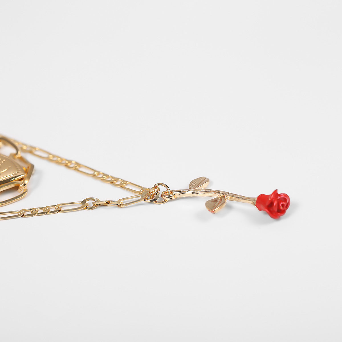Planderful Oil Painted Rose Geometric Necklace For Women Layered Thick Chain Statement Jewelry Vienna Verve