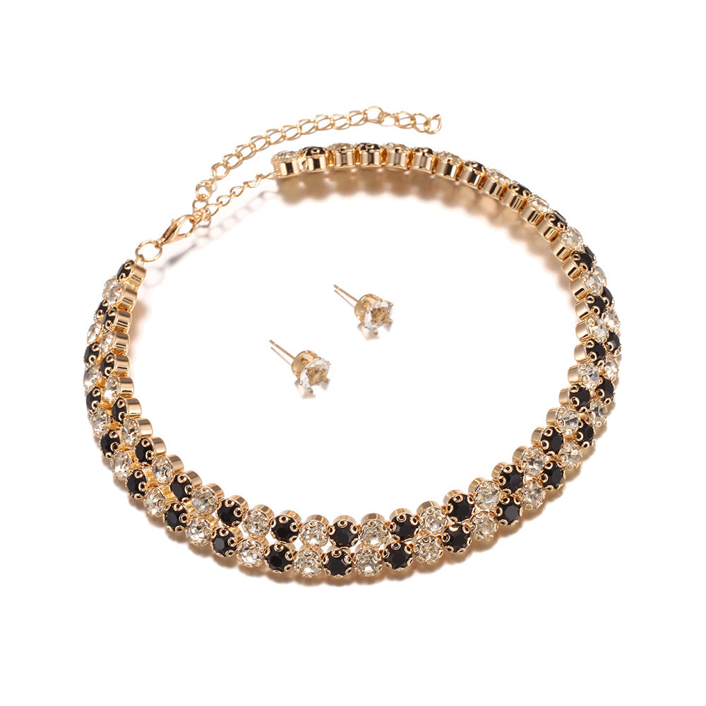 Exaggerated Three-layer Zircon Choker Necklace for Women - Planderful Collection