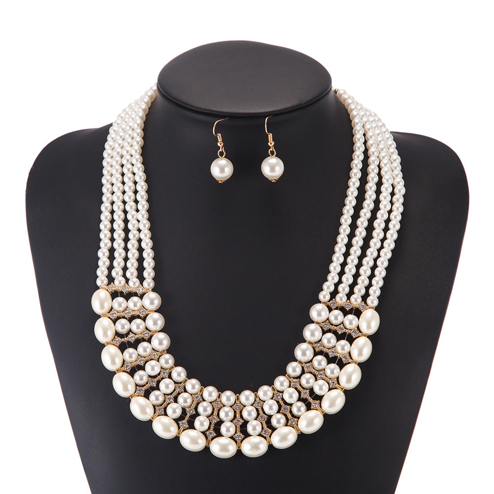 Imitation Pearl Multi-layer Necklace Set from Planderful Collection - Savanna Rhythms