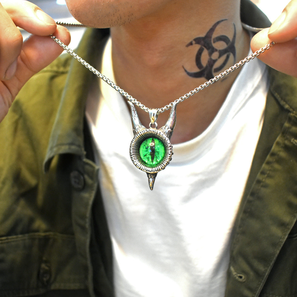 Steel Necklace – Minimalist Devil's Eye Pendant