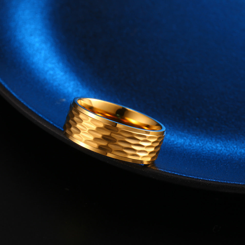 Brushed Matte Surface Batch Honeycomb Pattern Plating Colorful Stainless Steel Ring