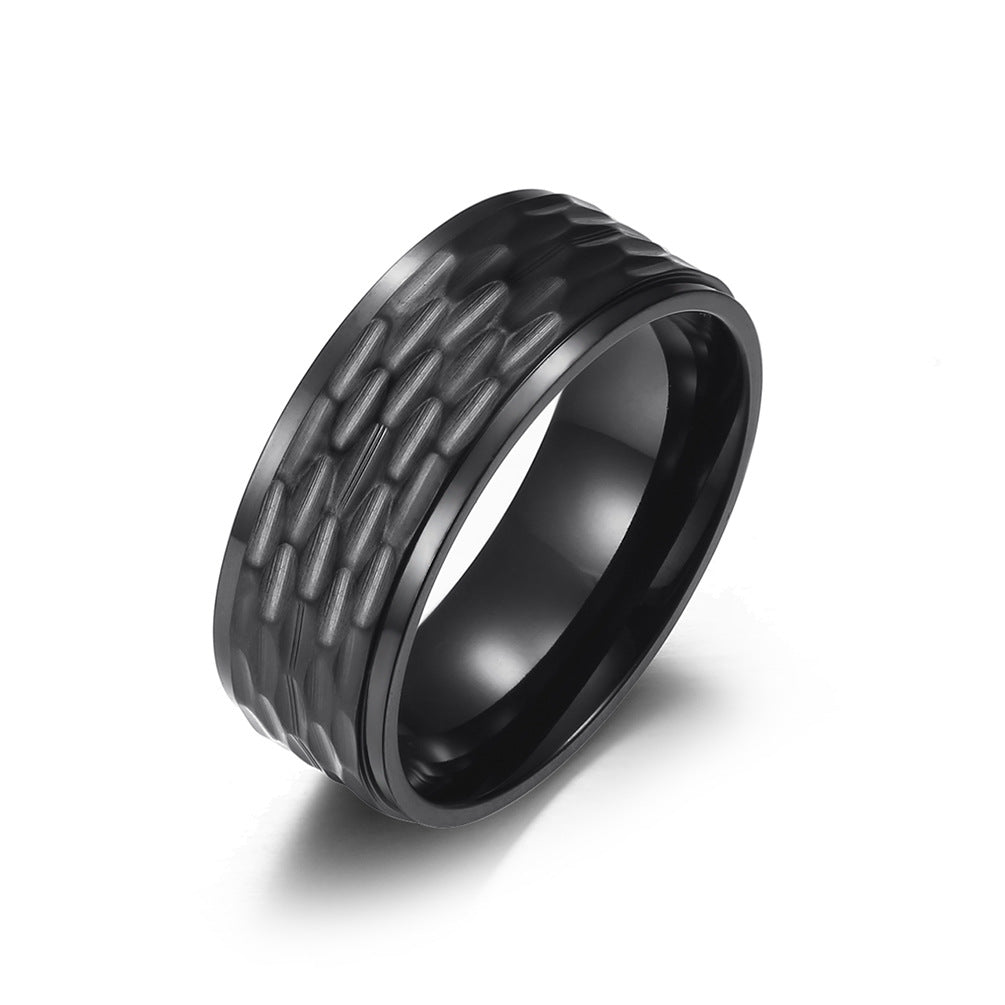 Brushed Matte Surface Batch Honeycomb Pattern Plating Colorful Stainless Steel Ring