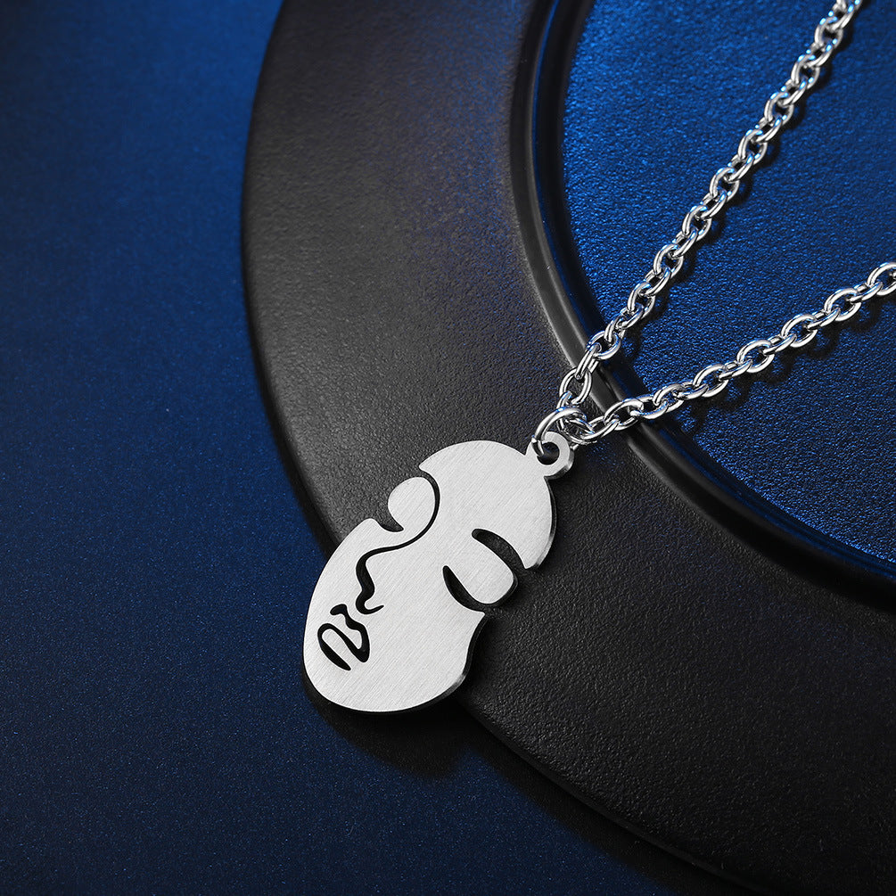 Ins Harajuku Cold Style Beauty Face Pendant Necklace for Men