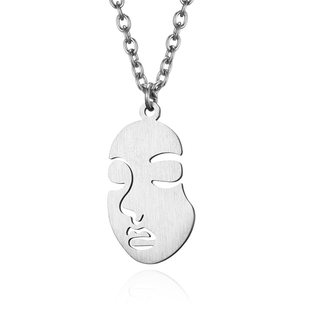 Ins Harajuku Cold Style Beauty Face Pendant Necklace for Men