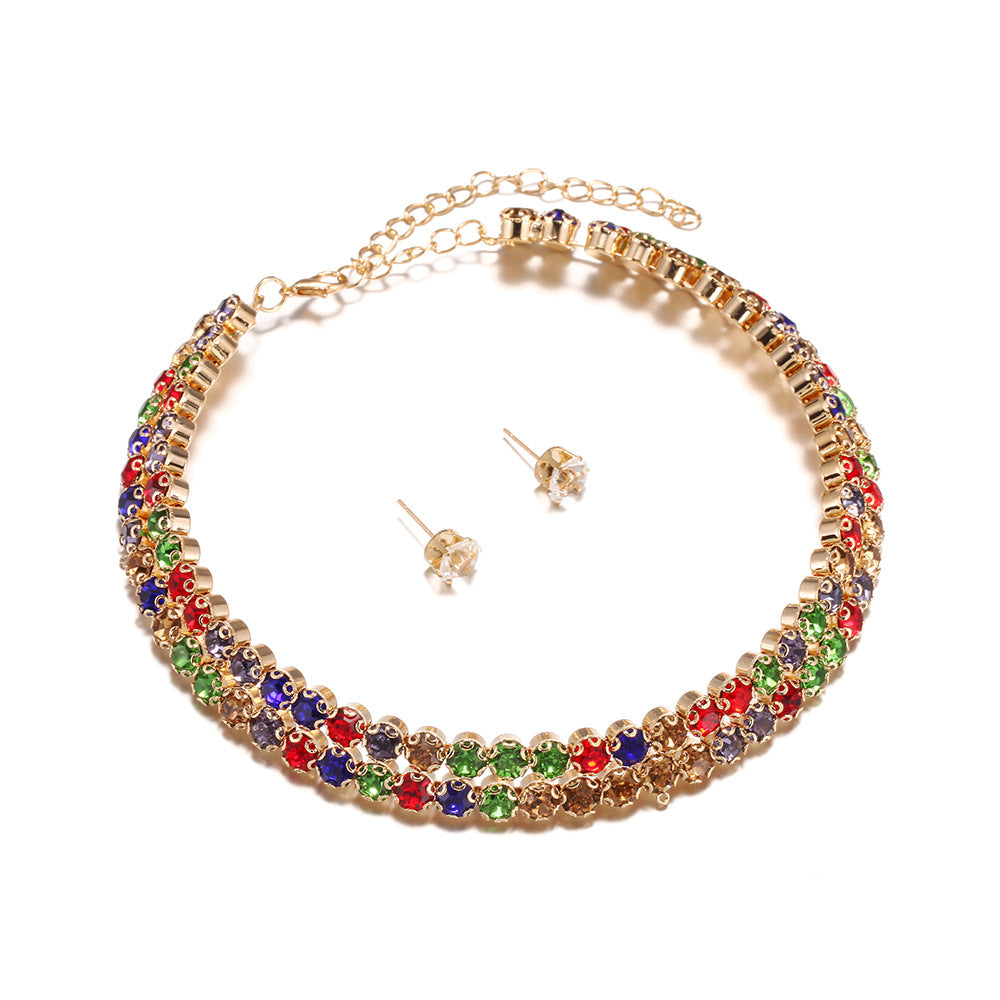 Zircon Studded Alloy Cross-border Necklace