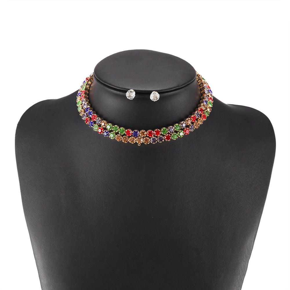 Zircon Studded Alloy Cross-border Necklace