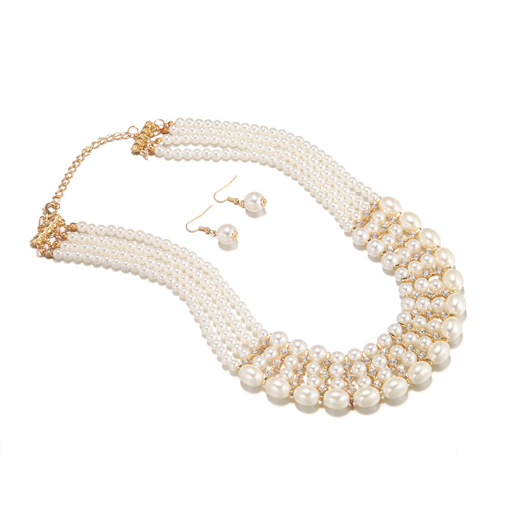 Imitation Pearl Multi-layer Necklace Set from Planderful Collection - Savanna Rhythms