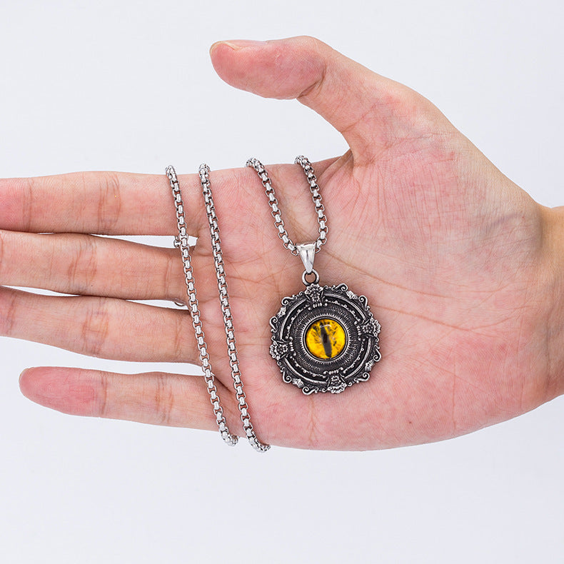 Steel Necklace – Minimalist Devil's Eye Pendant