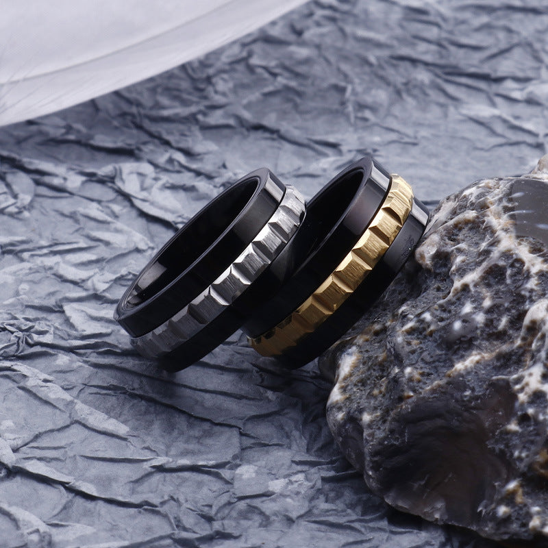 Stylish Men's Titanium Steel Ring – Personalized Street Fashion Jewelry in Wholesale Sizes 8-12