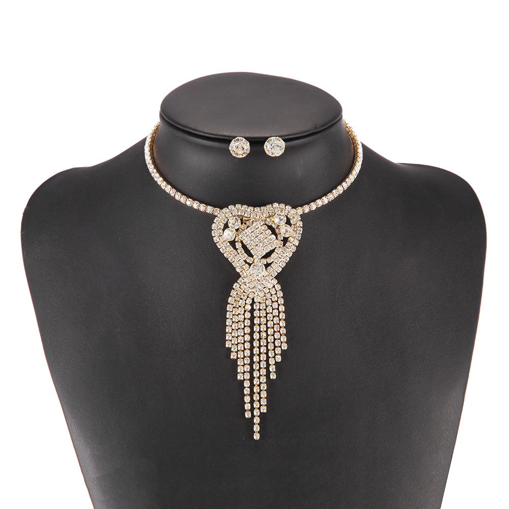 Chic Bow Tie Rhinestone Tassel Necklace - Elegant Amazon Jewelry Piece