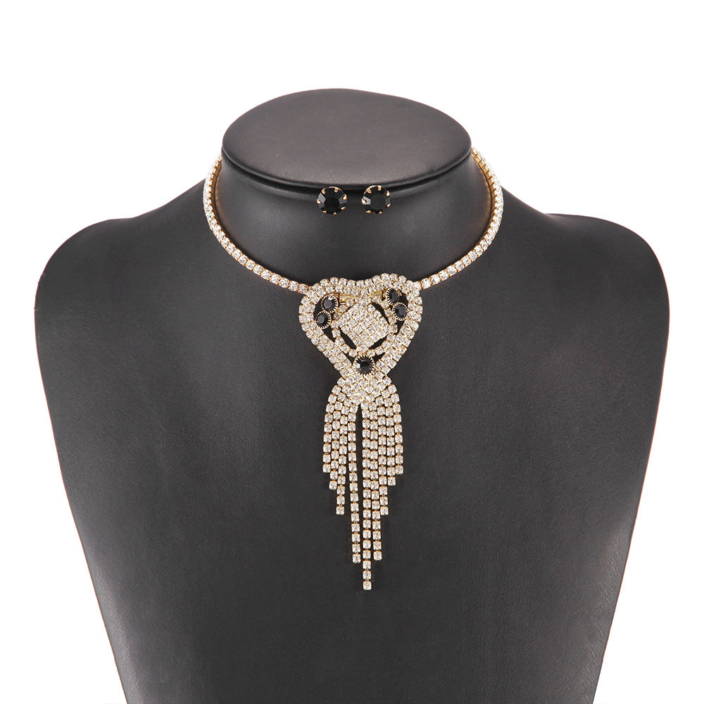 Chic Bow Tie Rhinestone Tassel Necklace - Elegant Amazon Jewelry Piece