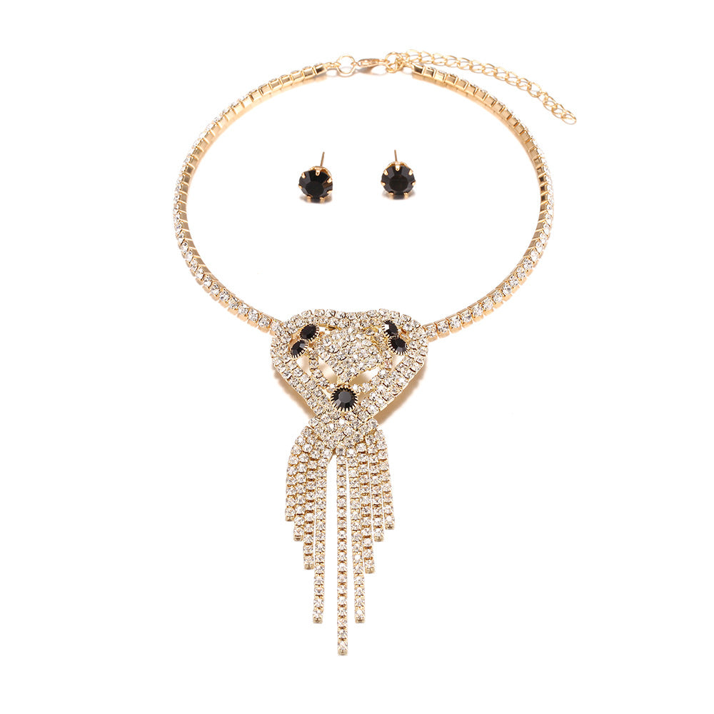 Chic Bow Tie Rhinestone Tassel Necklace - Elegant Amazon Jewelry Piece